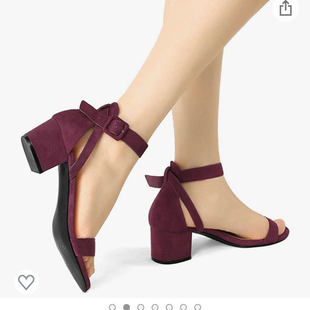 Womens burgundy ankle wedge heels